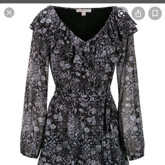 MICHAEL Michael Kors
Ruffle V-Neck Belted Dress - Picture 1 of 2